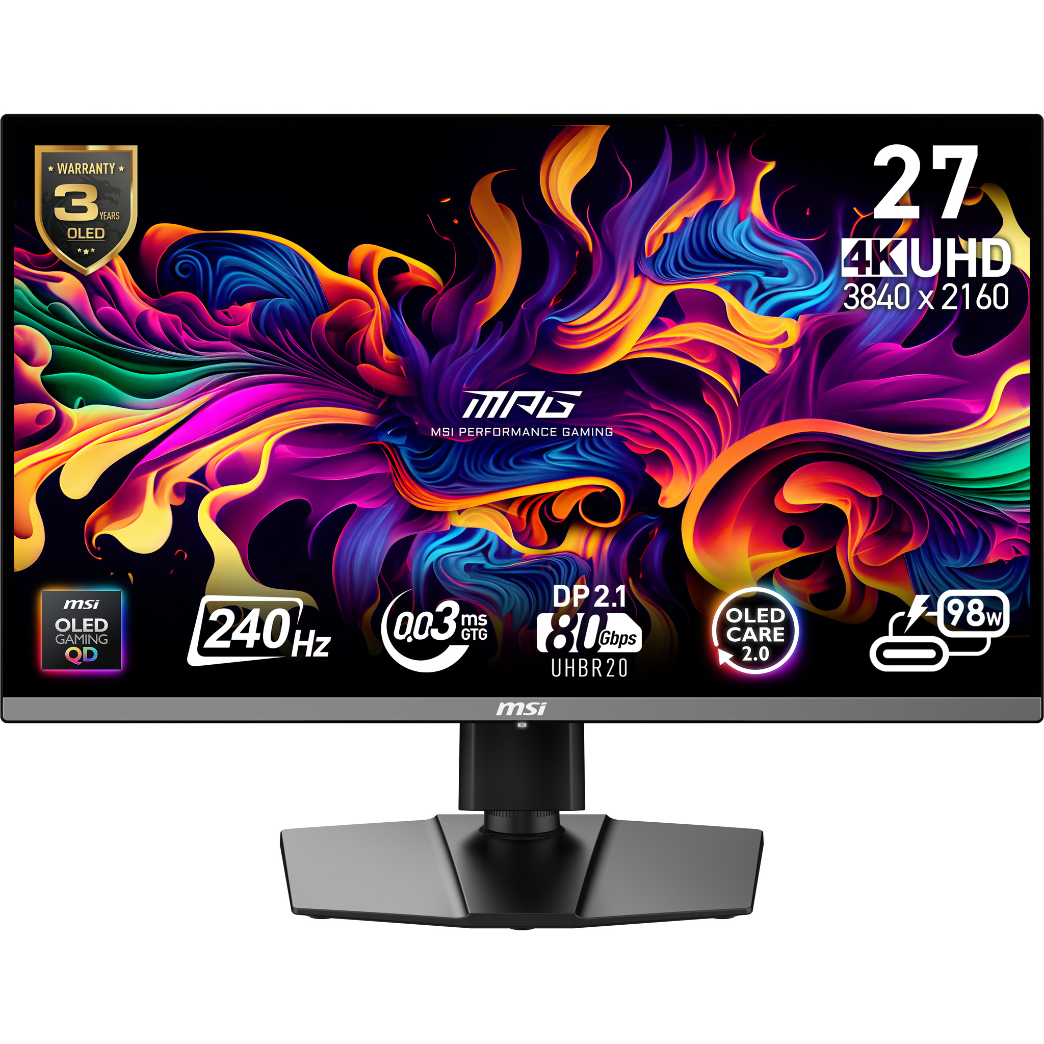 MSI MPG 272URXDE QD-OLED Gaming-Monitor 27" 3840x2160 240Hz Schwarz