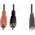 e+p B 132/02 Audio-Kabel 0,2 m 2 x RCA 3.5mm Schwarz (B 132/02)