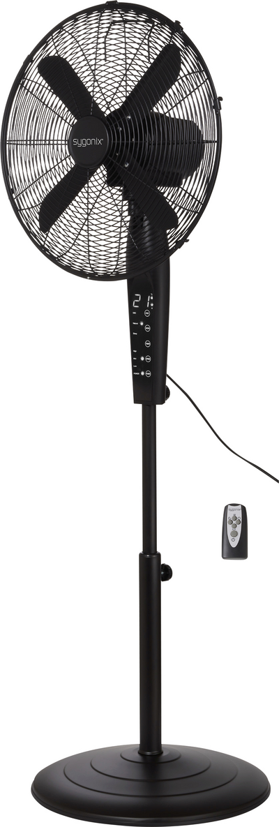 Sygonix Standventilator 50 W Ø 44 cm x 130 cm Schwarz mit Fernbedienung Oszillation