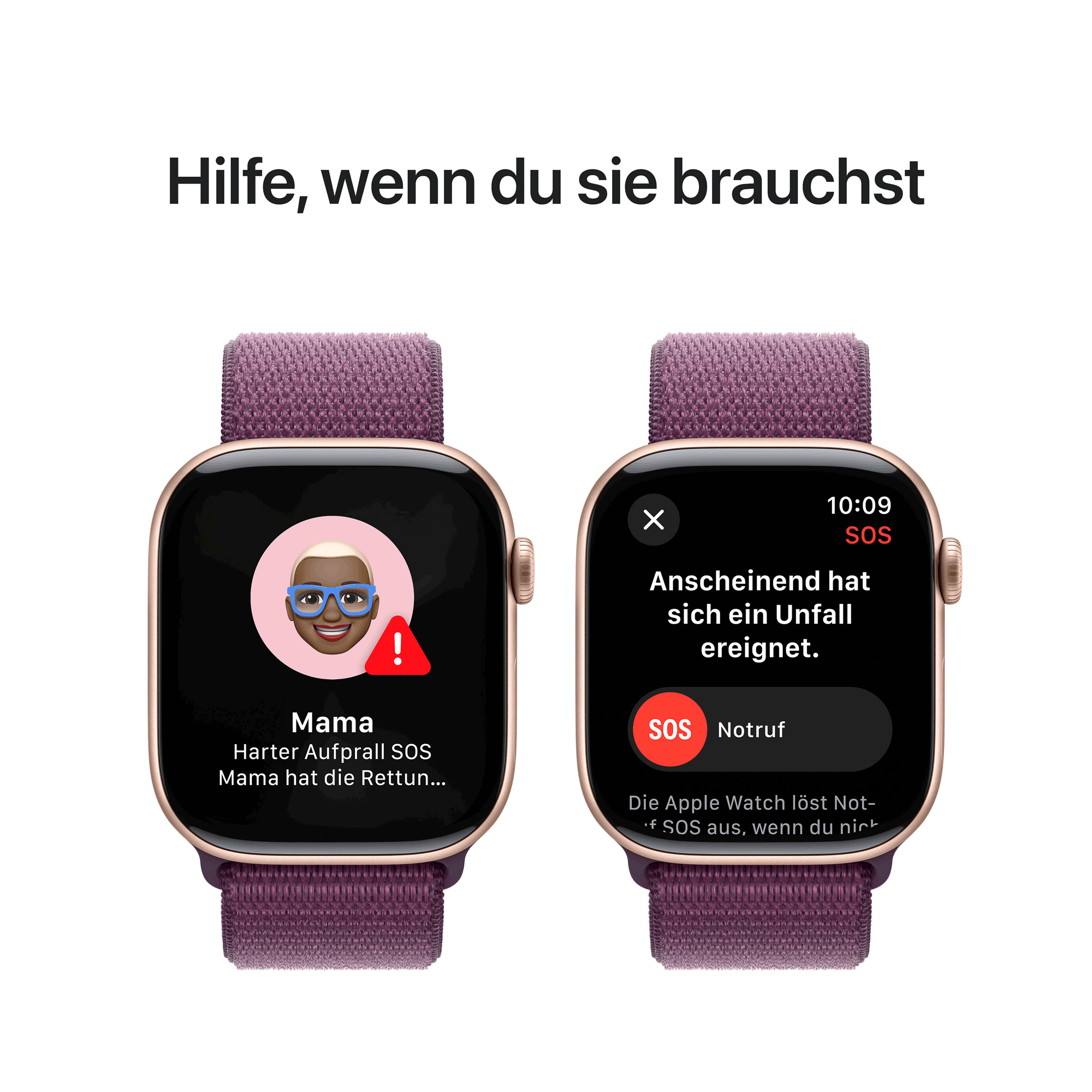 Apple Watch Series 10 GPS Cellular 46mm Rose Gold Aluminium Case mit Plum Sport Band MWY83QF A