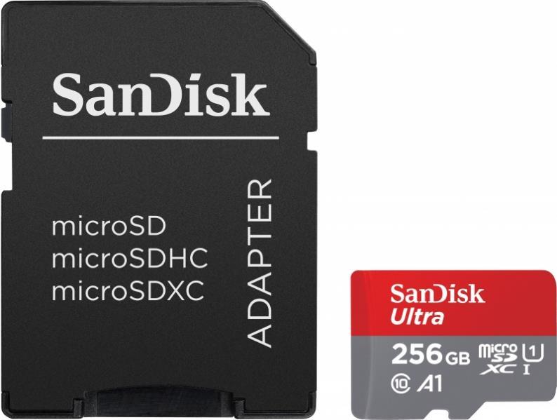 SanDisk Ultra Flash-Speicherkarte (microSDXC-an-SD-Adapter inbegriffen) (SDSQUAC-256G-GN6MA)