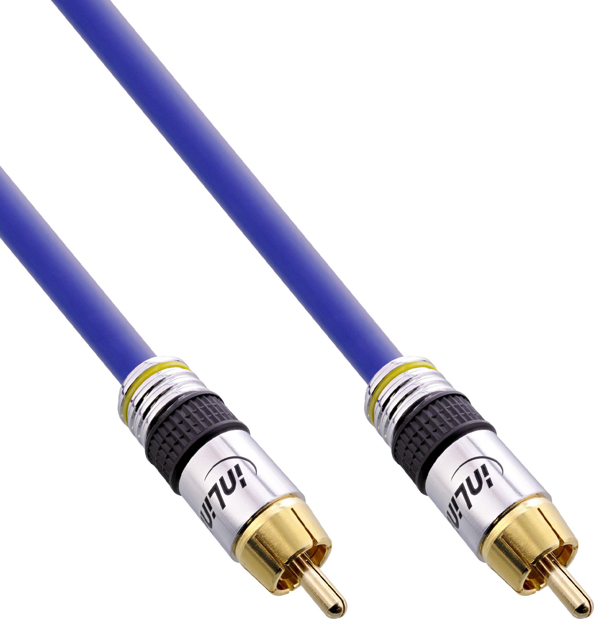 InLine Premium Cinch A/V Kabel 25 m koaxial 75 Ohm vergoldete Stecker Blau