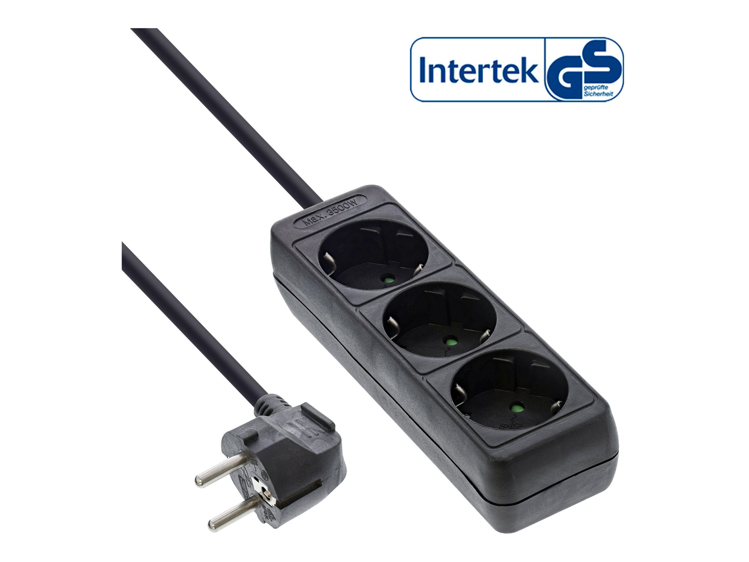 InLine Steckdosenleiste 3-fach Schutzkontakt 3m Schwarz