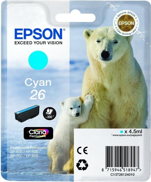 Epson Ink/26 Polar Bear 4.5ml CY SEC (C13T26124022)