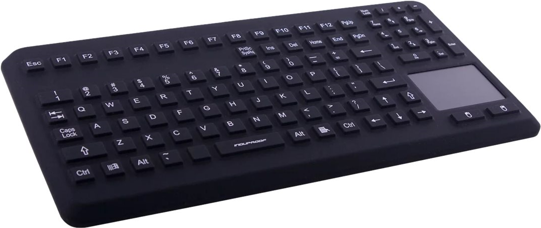 GETT InduProof Advanced silicone keyboard with touchpad and NUM block IP68 desinfectable 104 keys VESA USB colour black Layout DE (KG18216)