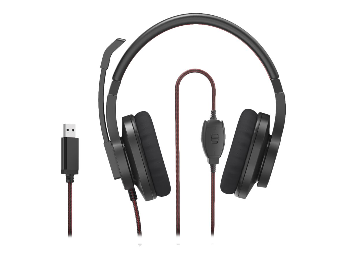 Hama HS-USB400 V2 PC-Office-Headset Stereo USB-A Schwarz, Rot