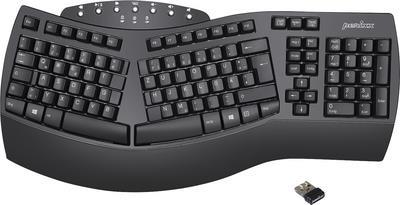 Perixx PERIBOARD-612BDE Bluetooth® Tastatur Deutsch, QWERTZ Schwarz Ergonomisch, Handballenauflage, Multimediatasten (11353)