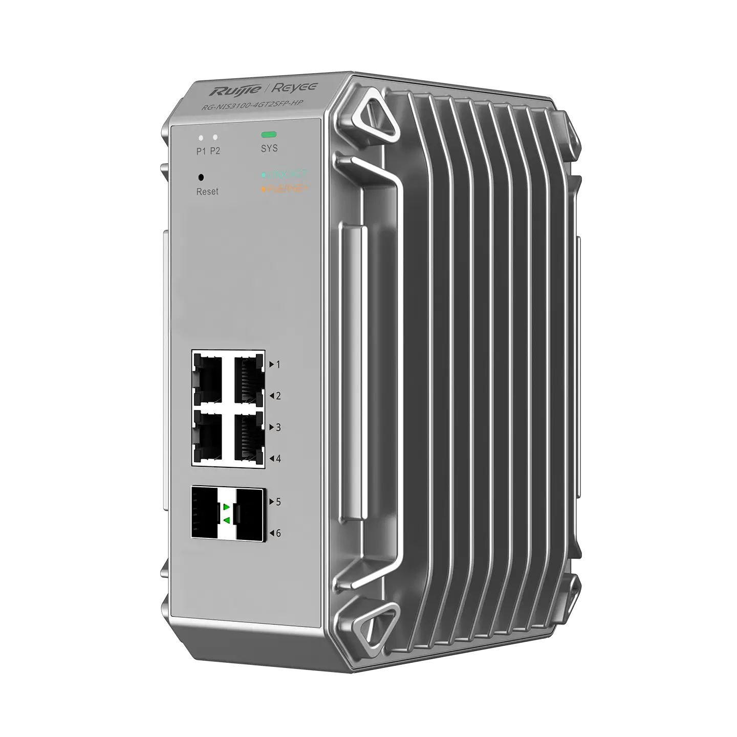 Reyee RG-NIS3100-8GT4SFP-HP 12-Port Industrie-Switch Grau