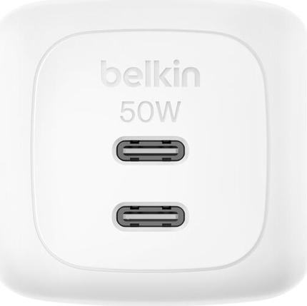 Belkin BOOSTCHARGE 50W DUAL USB-C PD WALL CHARGER WITH PPS WHT (WCH019KQWH)