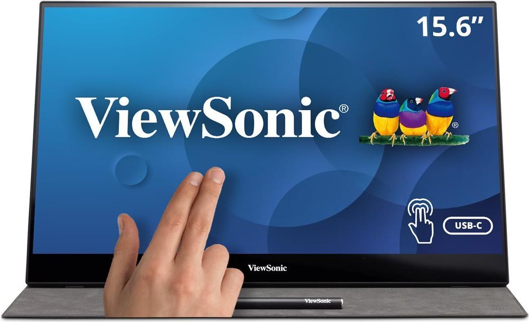 ViewSonic TD1655 Tragbarer Touch-Monitor 15.6" Full HD IPS Mini HDMI USB-C Schwarz, Silber