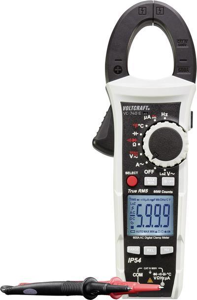 VOLTCRAFT VC740 (K) Stromzange, Hand-Multimeter kalibriert (ISO) digital Spritzwassergeschützt (IP54) CAT IV 600 V Anzeige (Counts): 6000 (VC-8473105)