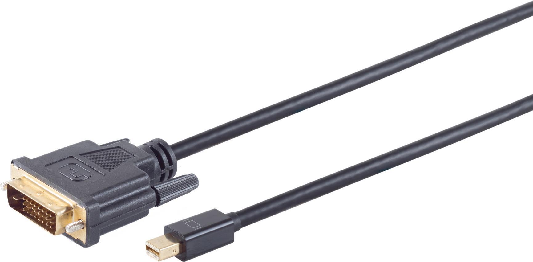 S/CONN maximum connectivity Displayportkabel-Mini Displayport Stecker 1.2 auf DVI-D 24+1 Stecker, schwarz, 1m (10-55025)