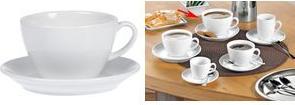 Esmeyer Milchkaffee-Tassen BISTRO, 6er Set, weiß aus Porzellan, Henkelform rund, Höhe Tasse: 76 mm, - 1 Stück (433-254)