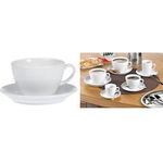 Esmeyer Milchkaffee-Tassen BISTRO, 6er Set, weiß aus Porzellan, Henkelform rund, Höhe Tasse: 76 mm, - 1 Stück (433-254)