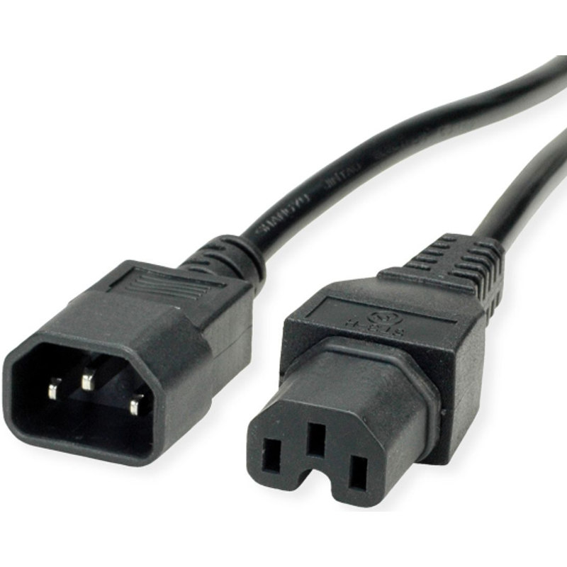 Value 19.99.1120 Stromkabel Schwarz 0,5 m C14-Koppler C15-Koppler 
