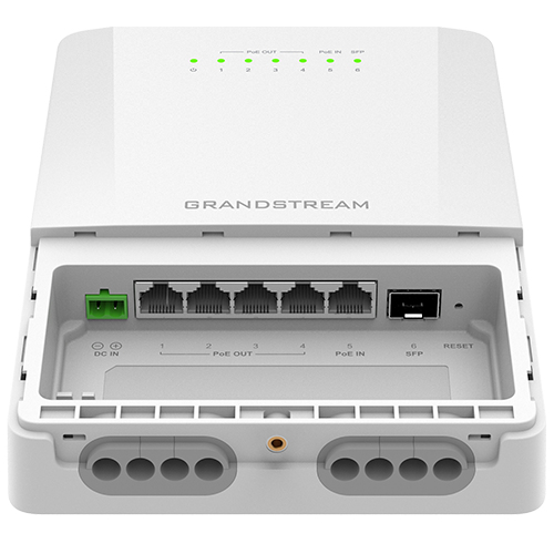 Grandstream GWN7710 Series GWN7710R Outdoor Managed Switch 6 Ports 5x GbE PoE + 1x 2.5G SFP Weiß