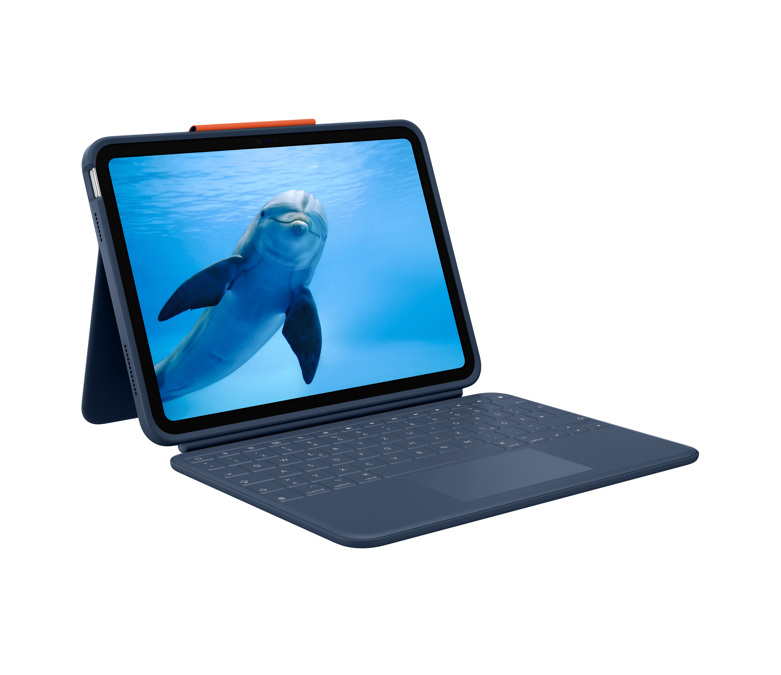 Logitech Rugged Combo 4 Touch Tastatur-Hülle mit Trackpad für Apple iPad (10. Generation) QWERTZ Blau