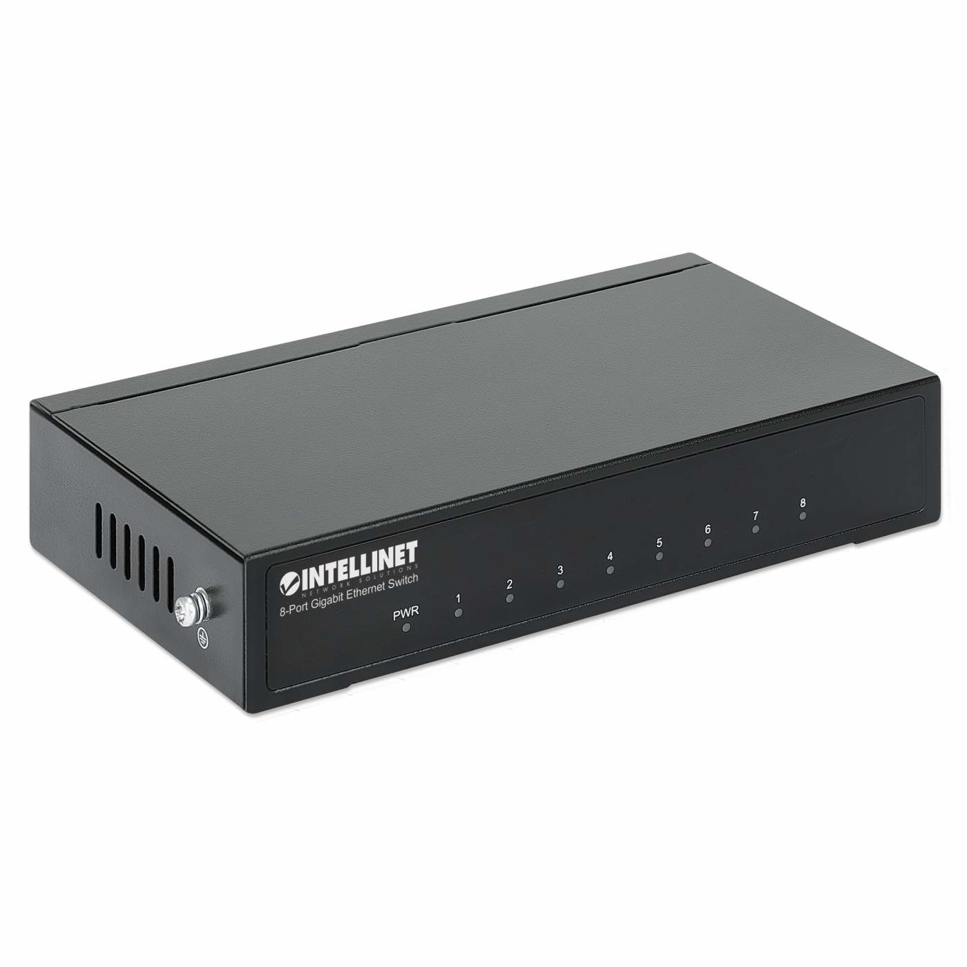 Intellinet 8-Port Gigabit Ethernet Desktop Switch, Metallgehäuse, Schwarz