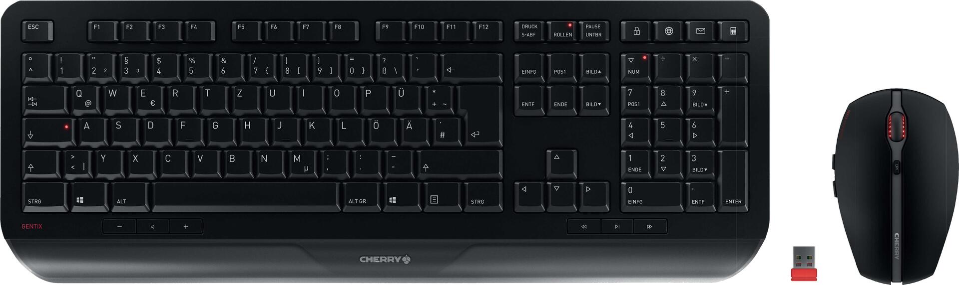 CHERRY GENTIX DESKTOP - Tastatur-und-Maus-Set - kabellos - 2,4 GHz - Deutsch - Schwarz (JD-7000DE-2)