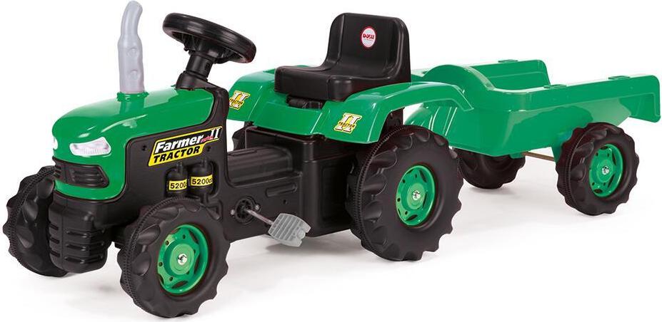 DOLU Kinder Trettraktor mit Anhänger Grün