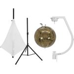 EUROLITE Set Spiegelkugel 30cm gold mit Stativ und Segel weiß (20000710)