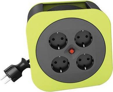 REV Cable box S - Verlängerungsrolle - Wechselstrom 230 V - 3000 Watt - Ausgangsanschlüsse: 4 (4 x Spannung) - 10,0m - grün (0010012400)