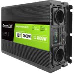 Green Cell PowerInverter LCD 12 V 2000 W/40000 W Reiner Sinus-Wechselrichter mit LCD Display. Zweck: Auto-Wechselrichter, Netzteiltyp: Auto, Eingangsspannung: 12 V. Produktfarbe: Schwarz, Gehäusematerial: Aluminium, Kühlung: Aktiv (INVGC12P2000LCD)
