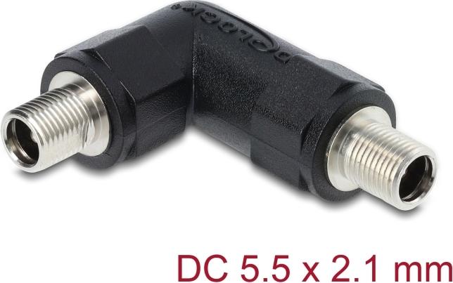 Delock Hohlstecker Adapter DC 5.5 x 2.1 mm Buchse auf mit Gewinde gewinkelt (90942)