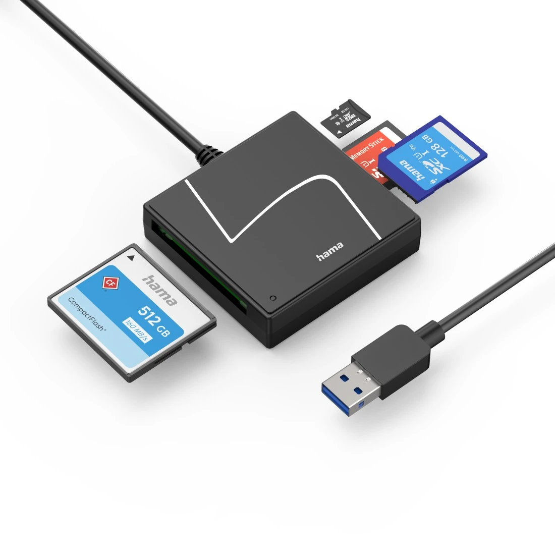 Hama USB-Kartenleser USB 3.2 Gen 1 SD/micro SD/CF/MS Schwarz