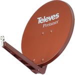 Televes S75QSD-Z. Input frequenz-range: 10,7 - 12,75 GHz, Verstärkung dBi (bei Antennenkabel): 38,5 dBi. Durchmesser: 75 cm, Breite: 750 mm, Tiefe: 1,5 mm. Produktfarbe: Rot. Material: Aluminium (S75QSD-Z)