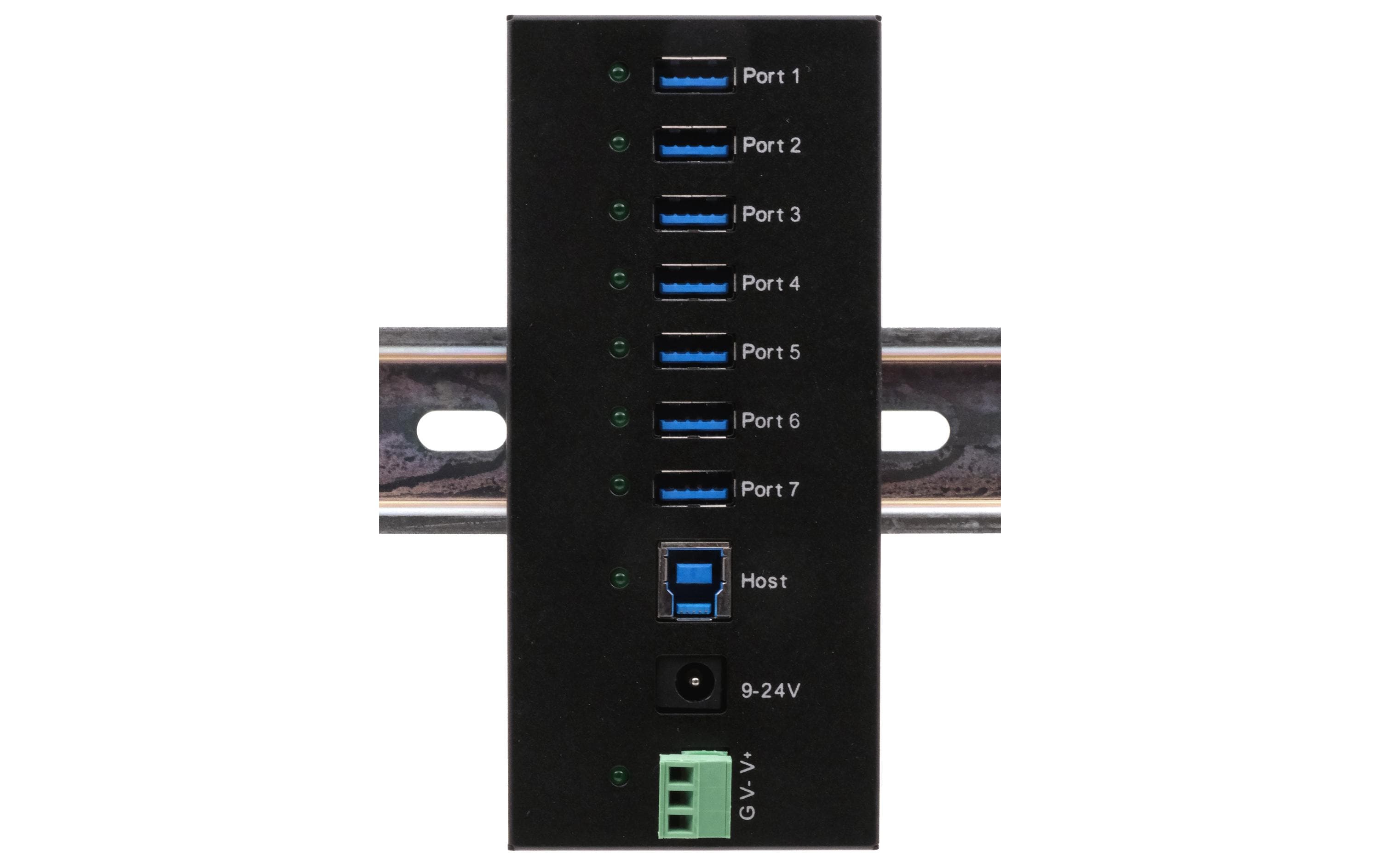 Exsys EX-11247HMS 7-Port USB 3.2 Gen 1 Metall HUB Schwarz