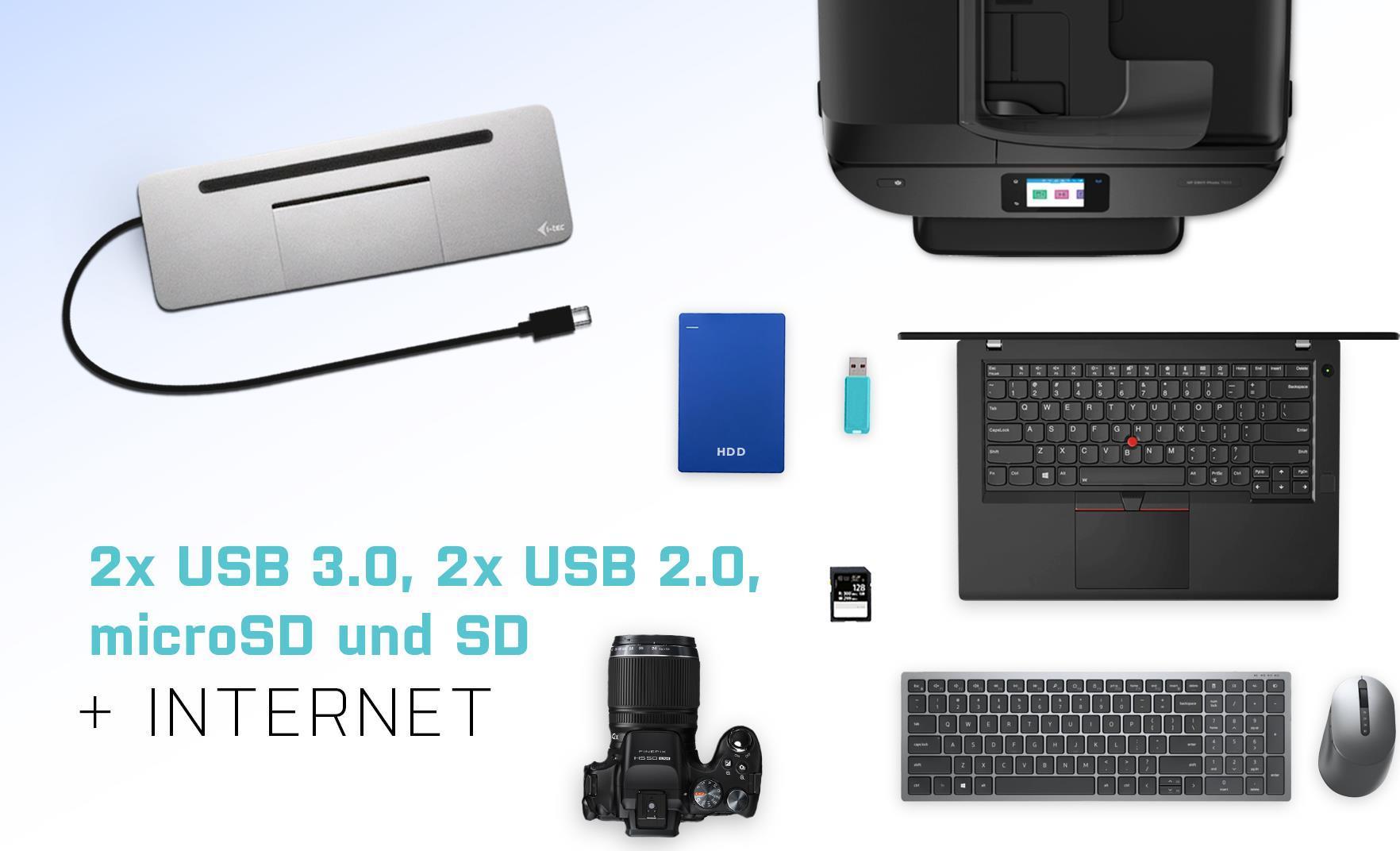 i-Tec USB-C Metal Ergonomic 4K 3x Display Docking Station + Power Delivery (C31FLATDOCKPDPRO)