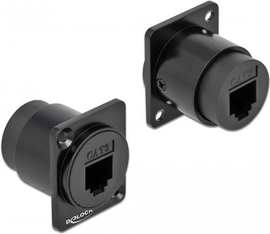 DeLOCK D-Type Module RJ11 Cat.3 jack to jack - Modulares Faceplate-Snap-In - an Schalttafel montierbar - RJ-11 - Schwarz