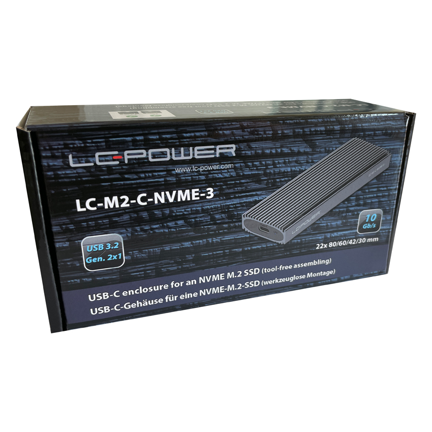 LC-Power LC-M2-C-NVME-3 M.2 SSD-Gehäuse USB-C 3.2 (Gen 2x1) Anthrazit