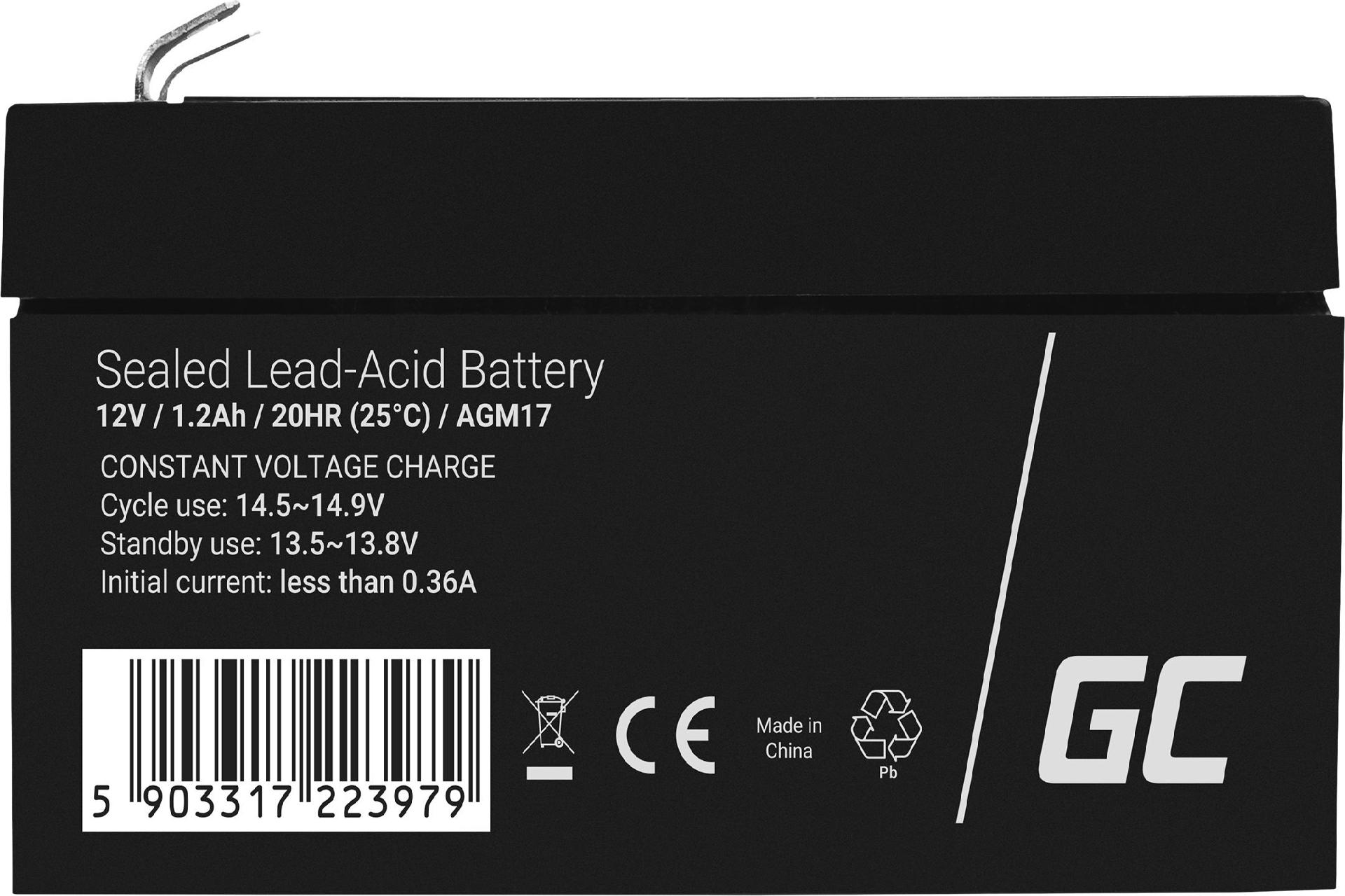 Green Cell AGM17 USV-Akku 12 V 1,2 Ah VRLA AGM Schwarz