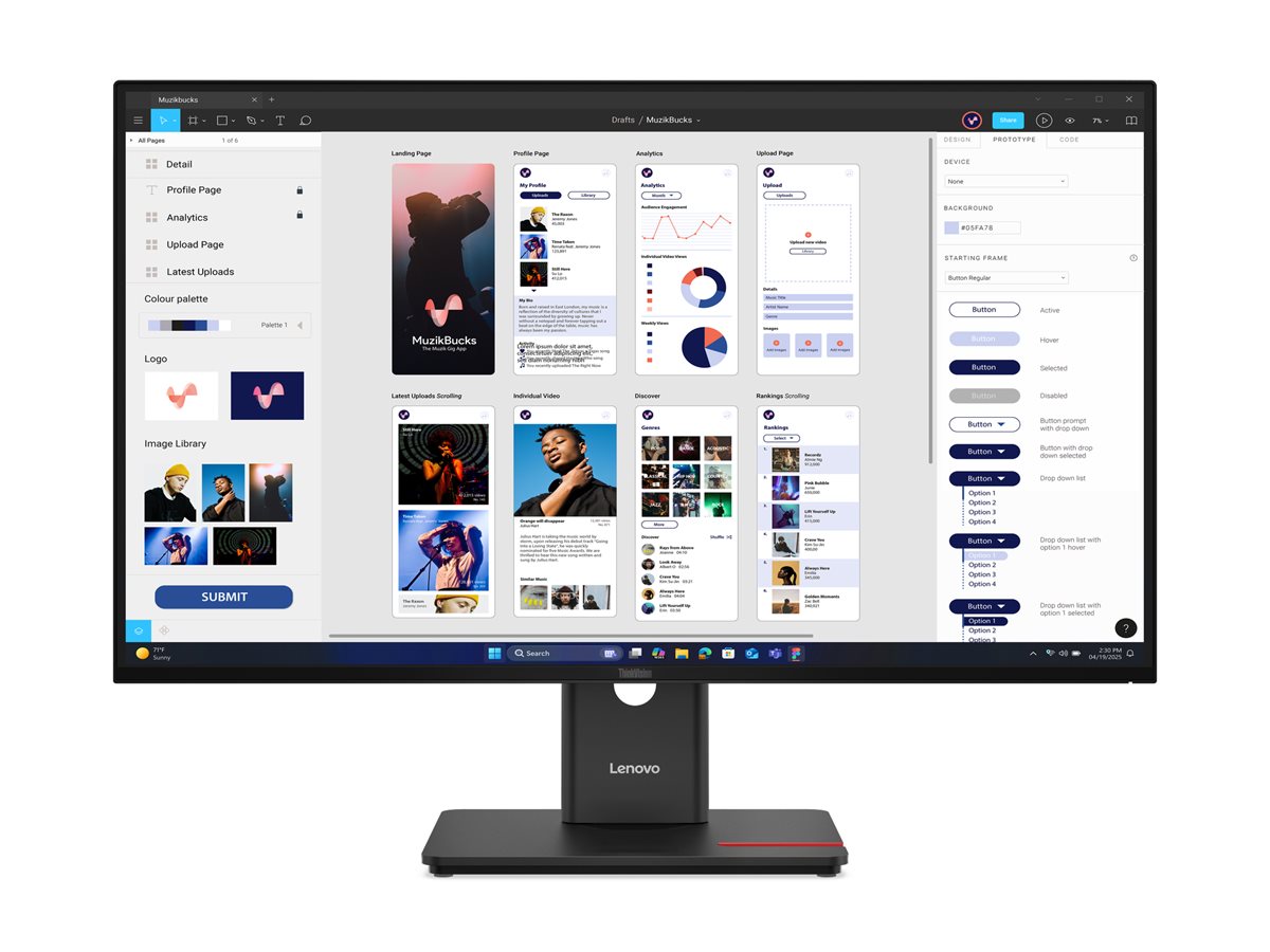 Lenovo ThinkVision T32UD-40 32" 4K UHD IPS-Monitor Finsternis schwarz