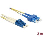 Delock Kabel Lichtwellenleiter LC Duplex zu SC Singlemode OS2 3 m (84801)