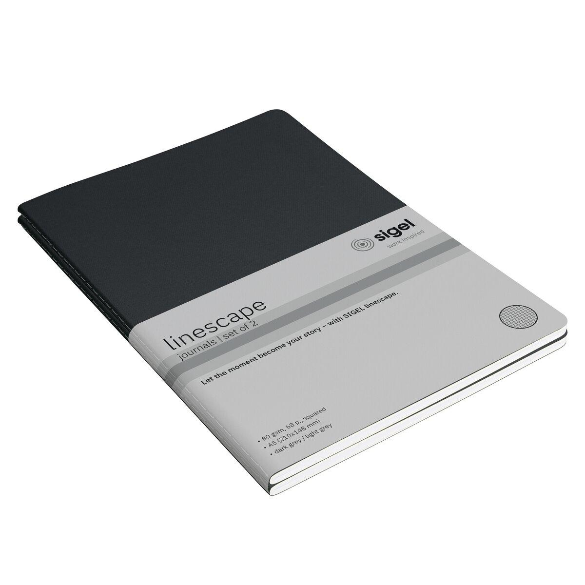 Sigel Linescape LS306 A5 68 Blätter Kariert Dunkelgrau, Grau