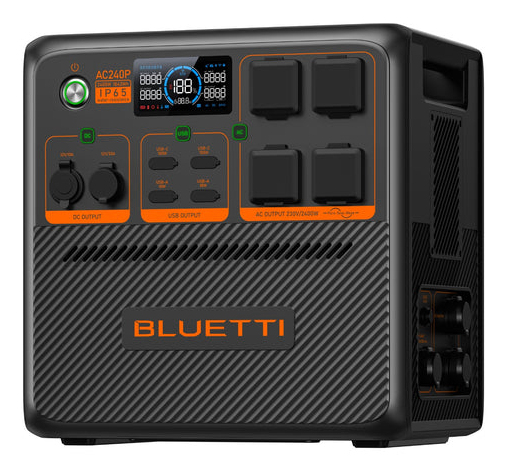 Bluetti PowerOak AC240P Tragbare Powerstation 2400 W 1843 Wh LiFePO4 IP65 Schwarz/Orange