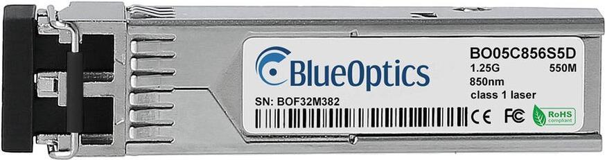 BlueOptics 10051H-BO. SFP Transceiver-Typ: Faseroptik, Maximale Datenübertragungsrate: 1250 Mbit/s, Schnittstelle: SFP. Produktfarbe: Silber. Gewicht: 20 g. Paketgewicht: 30 g (10051H-BO)