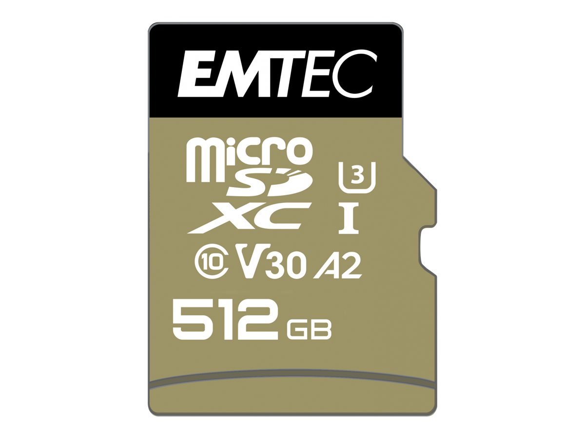 Emtec SpeedIN' PRO ECMSDM512GXC10SP 512 GB MicroSDXC UHS-I Klasse 10 Schwarz, Gold