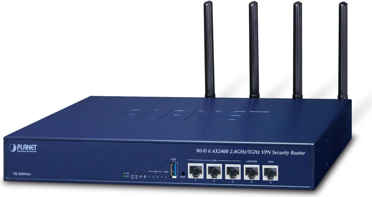 PLANET Wi-Fi 6 AX2400 2.4GHz/5GHz WLAN-Router Gigabit Ethernet Blau (VR-300W6A)