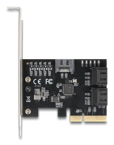 Delock 90890 Schnittstellenadapter PCIe 3.0 x4 zu 5x SATA 6Gb/s Low Profile Schwarz