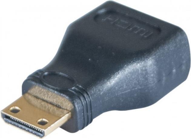 Mini-HDMI auf HDMI Adapter, Bu. A / St. C, vergoldet Adapter von HDMI-Buchse auf Mini-Stecker C (128296)