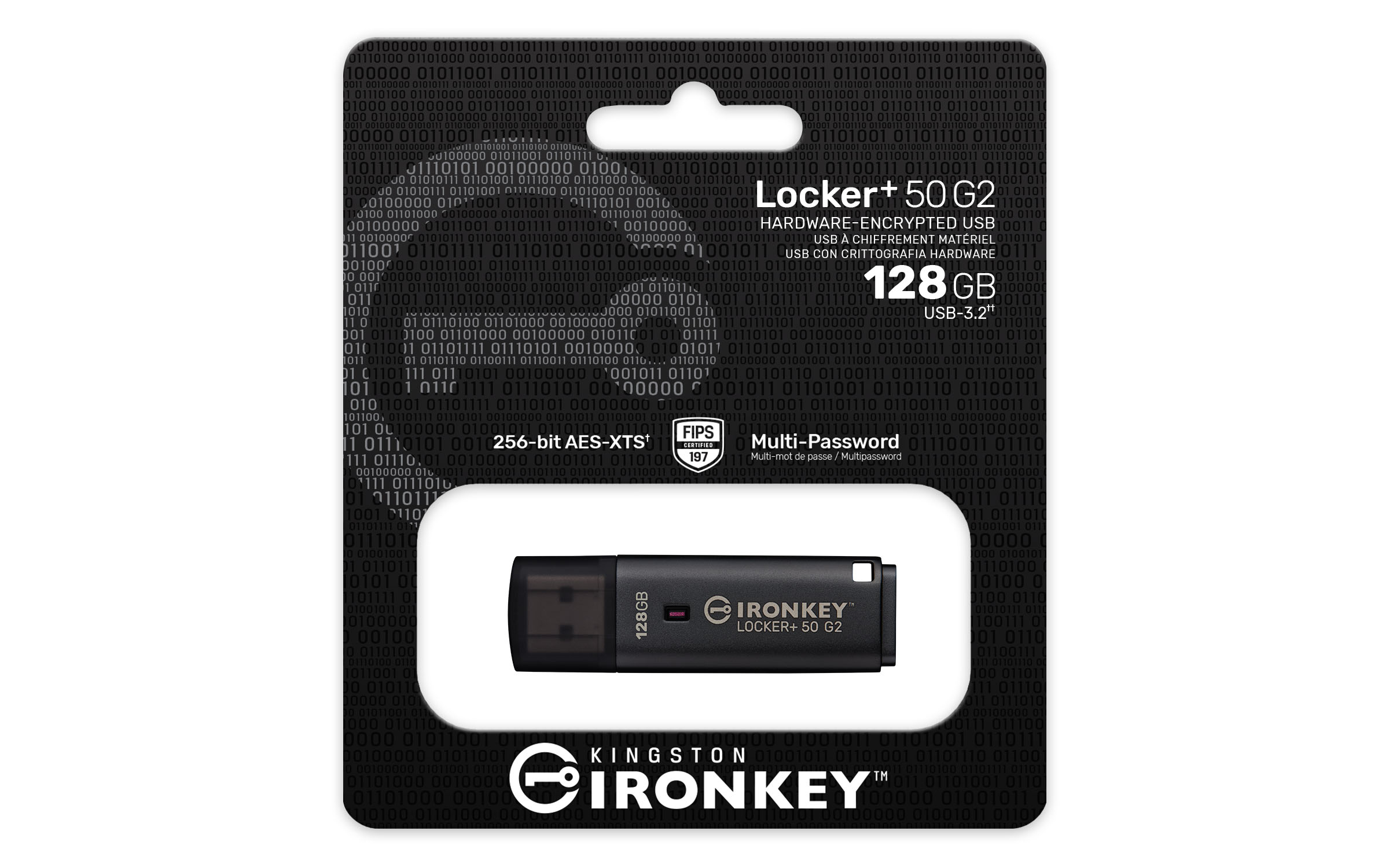 Kingston IronKey Locker Plus 50 G2 128 GB USB-Stick USB 3.2 Gen 1 AES-256 Schwarz