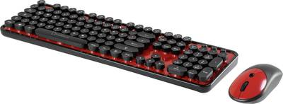 Renkforce Funk-Tastatur,- Maus-Set RF-DS-RETRO Schwarz/Rot (1583220)