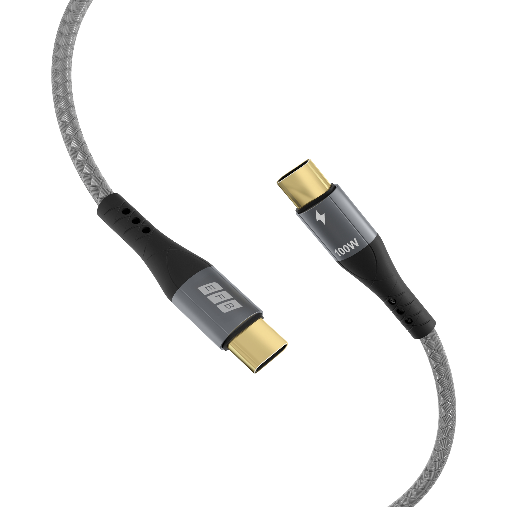 EFB Elektronik USB-C Kabel USB-CC-00002 100W PD 3.0 5A E-Marker Chip 1 m USB 2.0 Schwarz, Grau