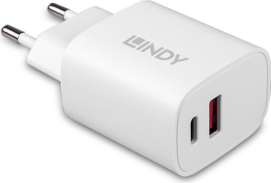 Lindy 20W USB Typ A & C Charger Weiß Indoor (73413)