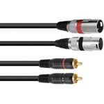 Omnitronic 3022522C XLR Adapterkabel [2x XLR-Stecker 3 polig - 2x Cinch-Stecker] 1.50 m Schwarz (3022522C)