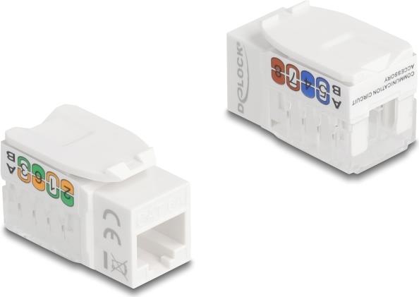 Delock Keystone Modul RJ45 Buchse zu LSA Cat.6A UTP 90° werkzeugfrei (90720)